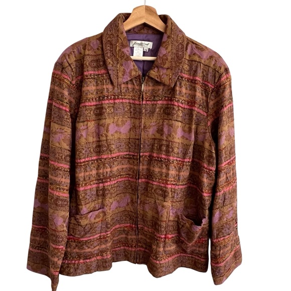 Coldwater Creek Womens Tapestry Full Zip Jacket Size 2X Artsy Boho Ethnic Loose - Picture 1 of 8